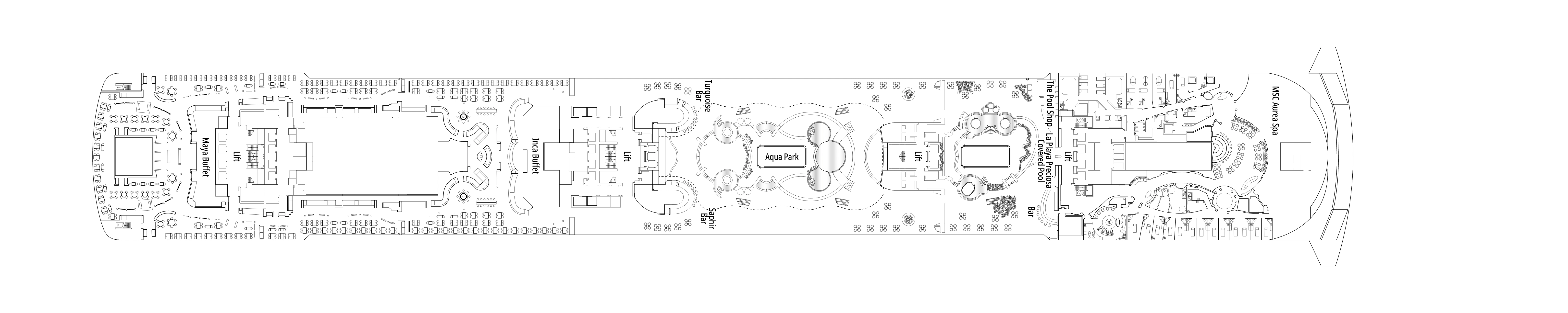 MSC Preziosa, Deck 14: official cabin and venue layout