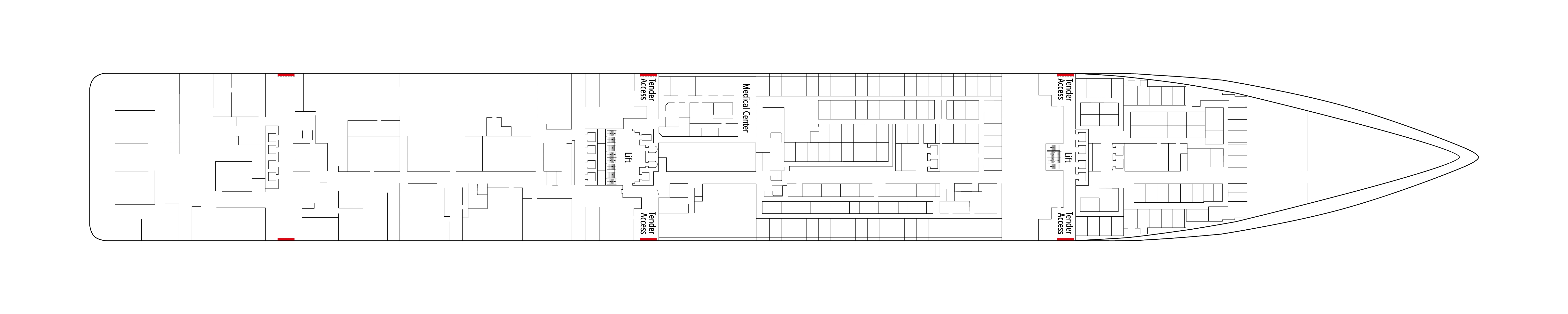 MSC Preziosa, Deck 4: official cabin and venue layout
