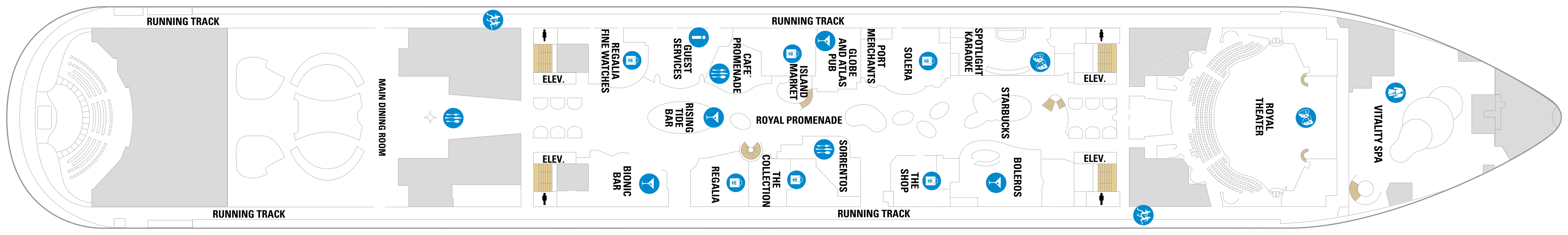 Oasis of the Seas, Deck 5: official cabin and venue layout