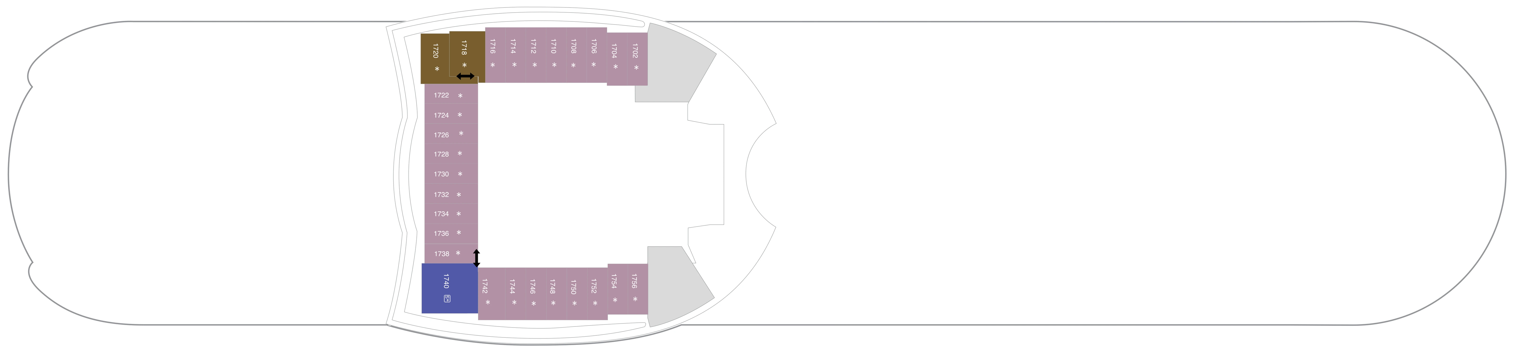 Oasis of the Seas, Deck 18: official cabin and venue layout