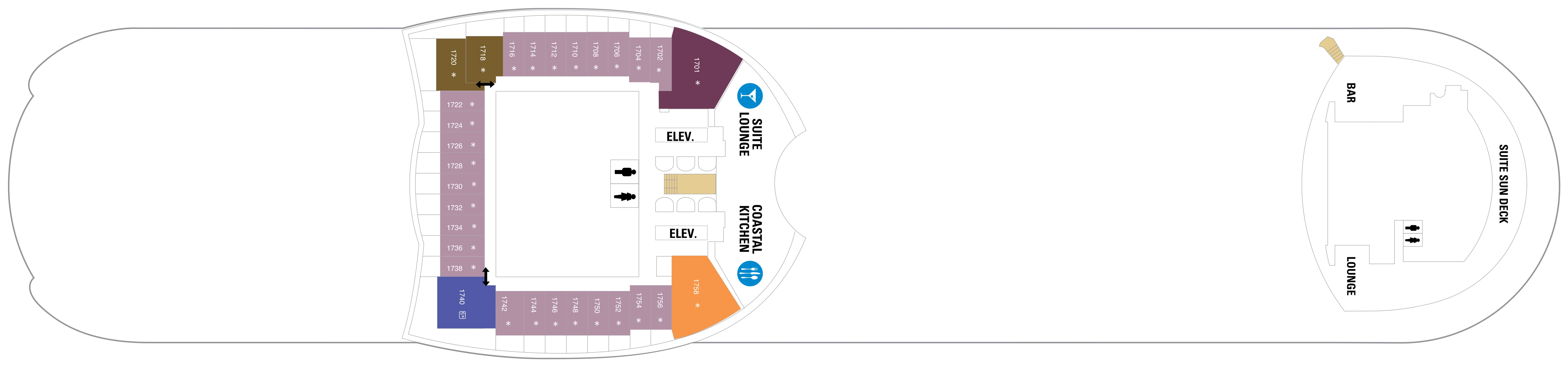 Oasis of the Seas, Deck 17: official cabin and venue layout