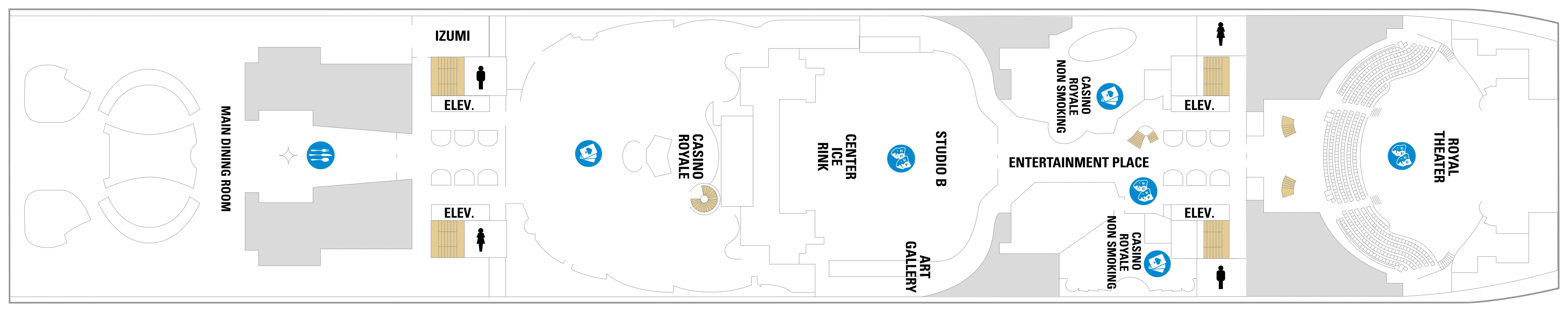 Oasis of the Seas, Deck 4: official cabin and venue layout