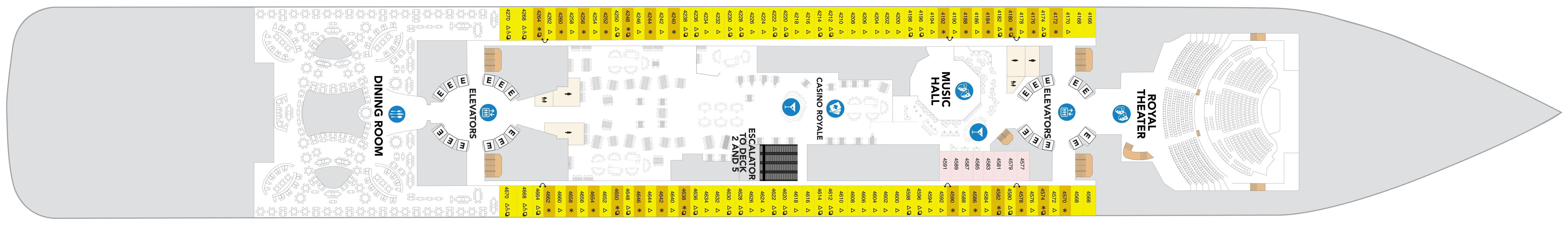 Icon of the Seas, Deck 4: official cabin and venue layout