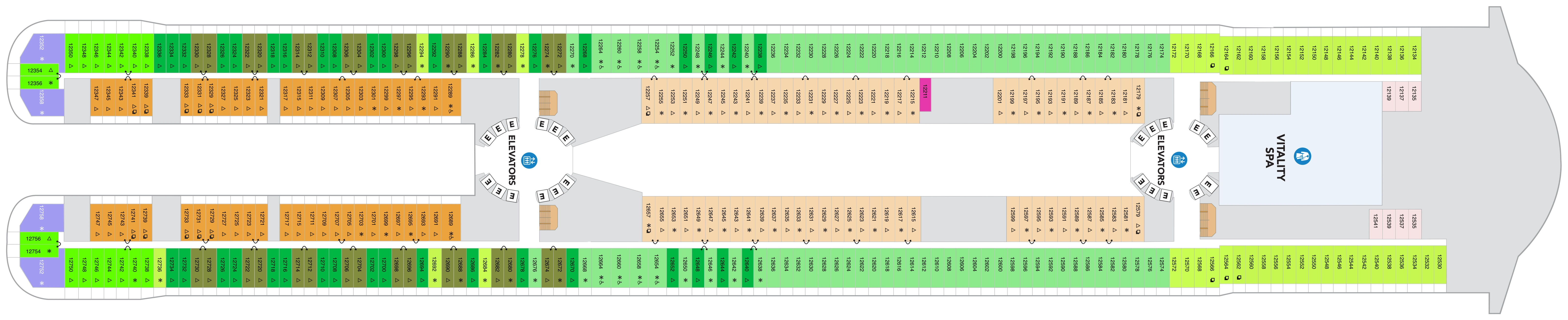 Icon of the Seas, Deck 12: official cabin and venue layout