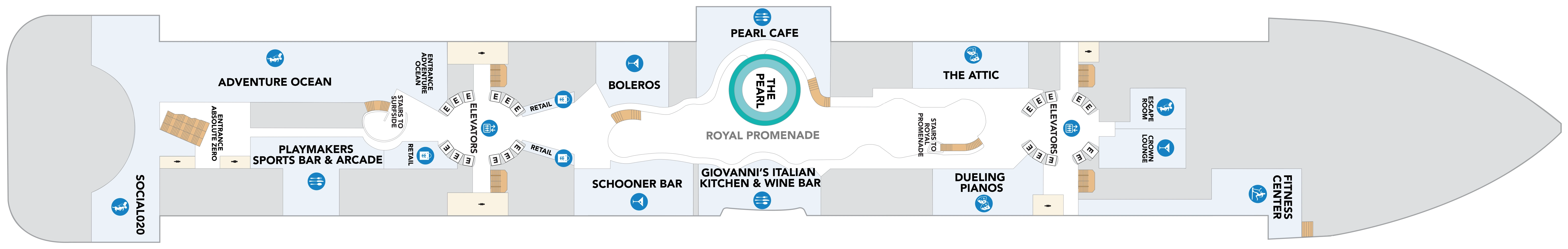 Icon of the Seas, Deck 6: official cabin and venue layout
