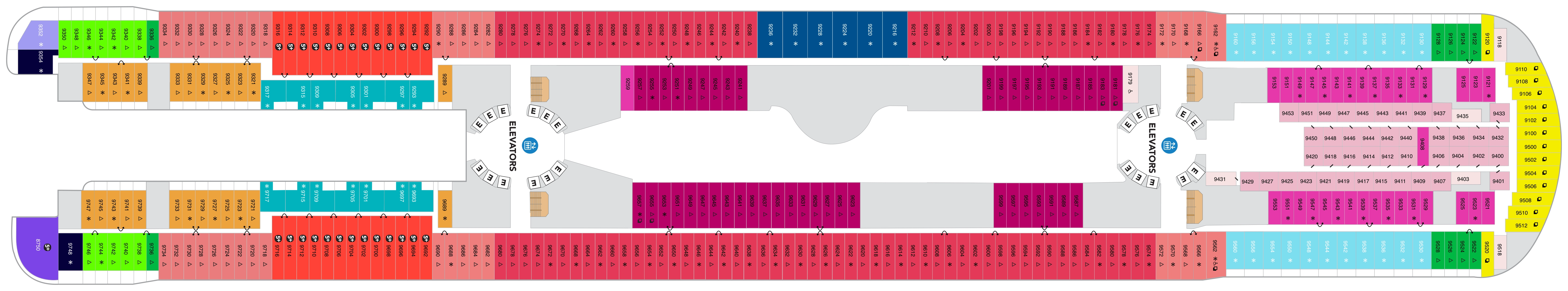 Icon of the Seas, Deck 9: official cabin and venue layout