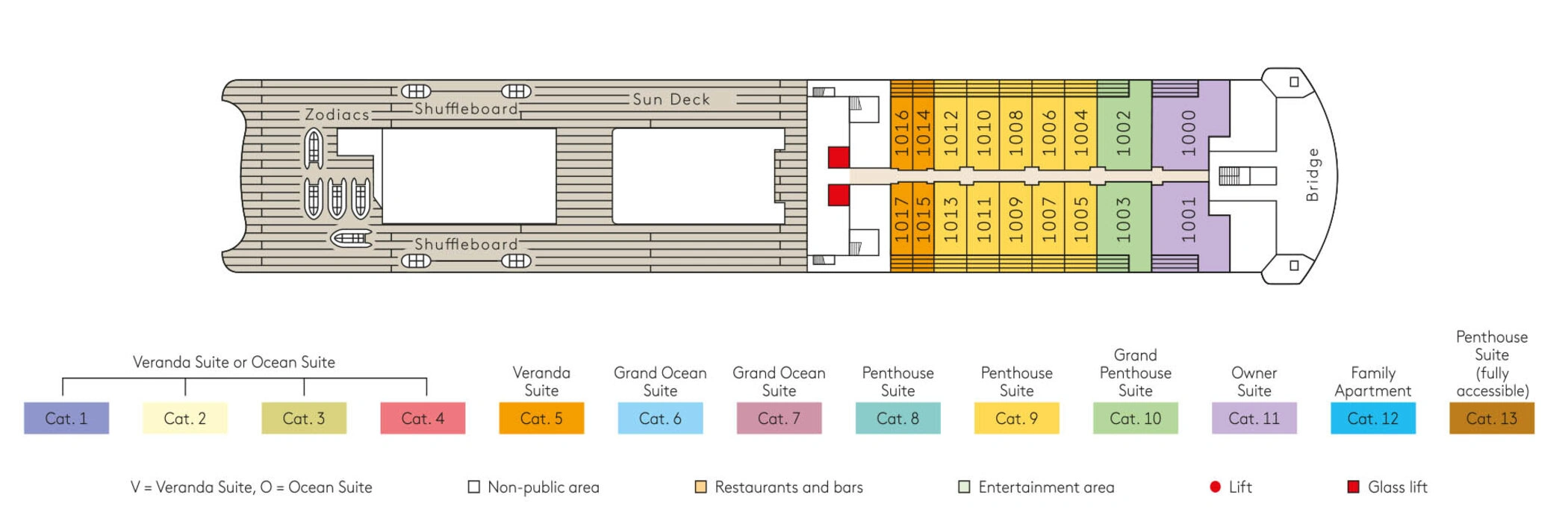 Europa 2, Deck 10: official cabin and venue layout