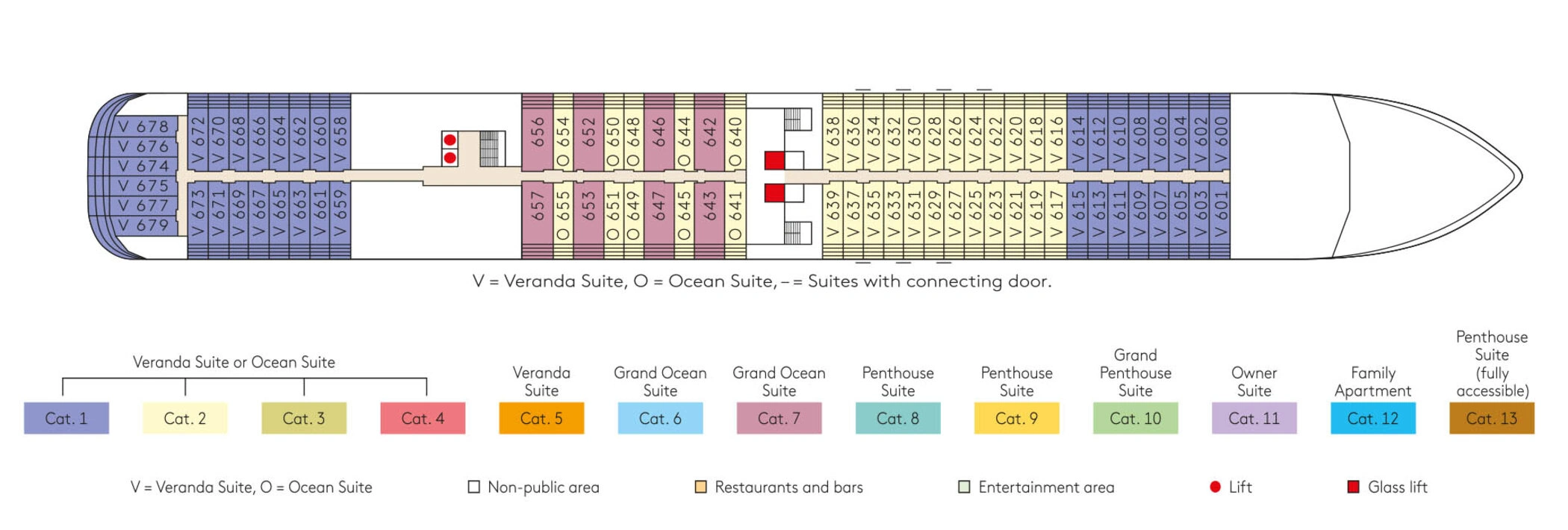 Europa 2, Deck 6: official cabin and venue layout