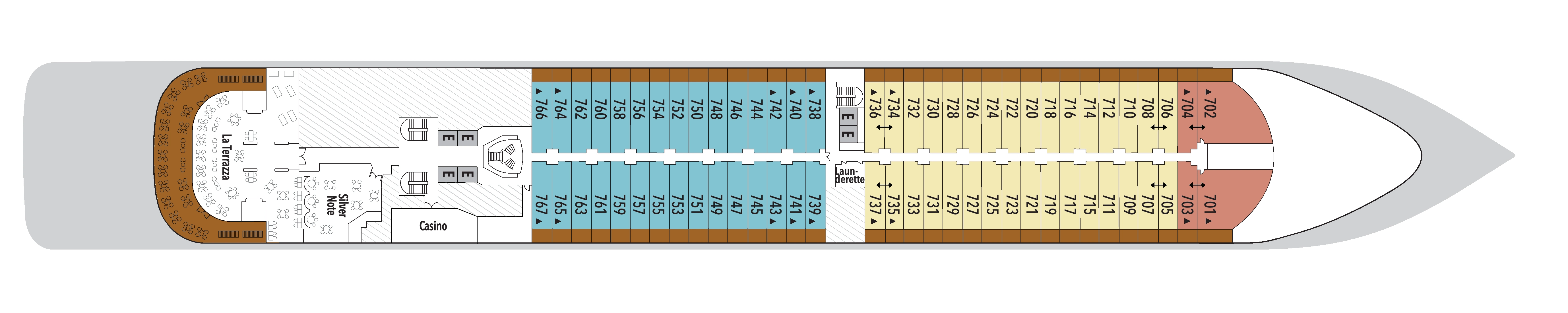 Silver Muse, Deck 7: official cabin and venue layout