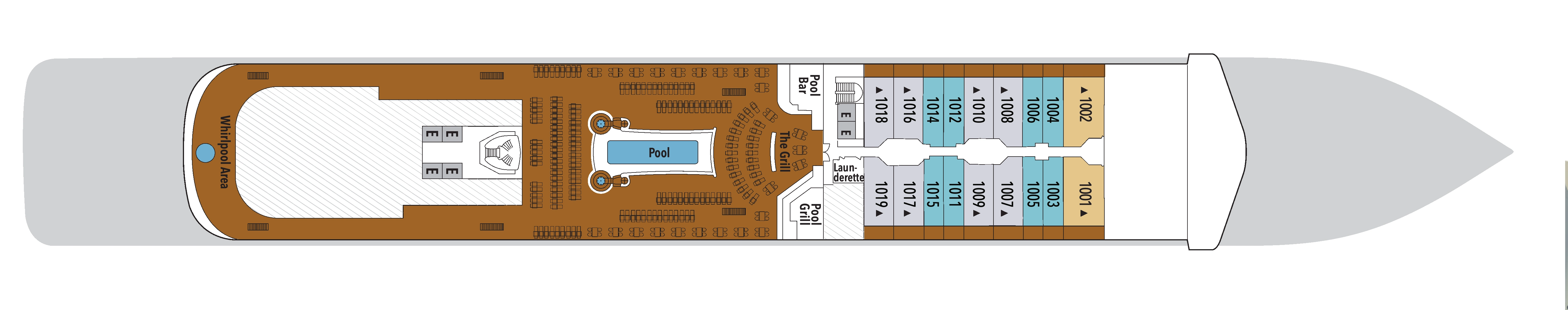 Silver Muse, Deck 10: official cabin and venue layout