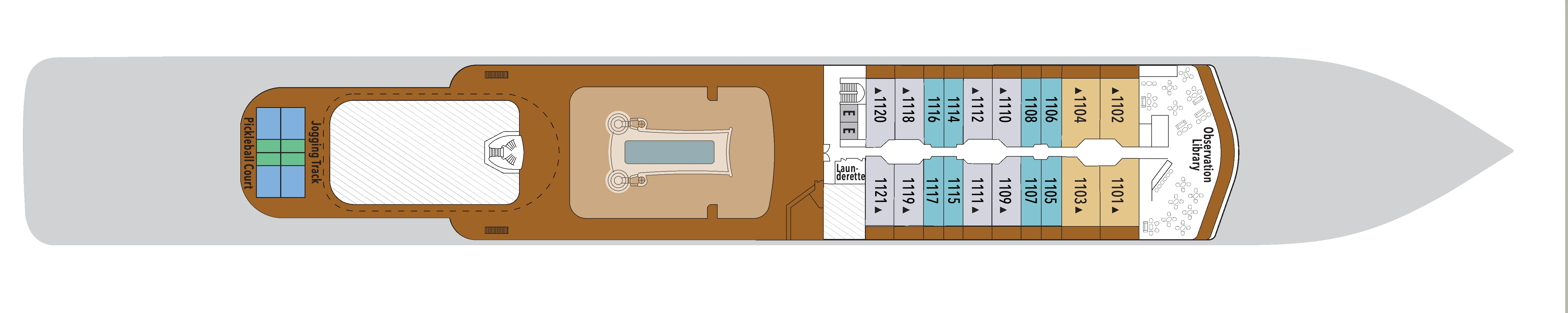 Silver Muse, Deck 11: official cabin and venue layout