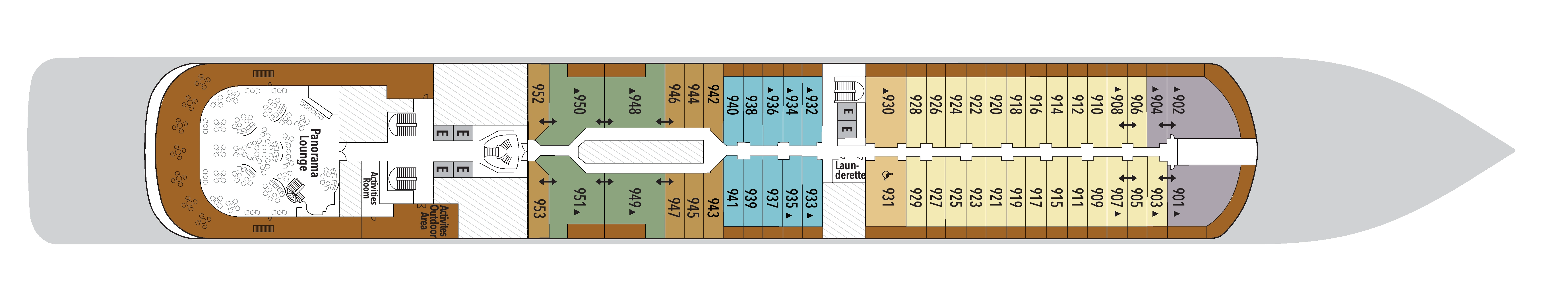Silver Muse, Deck 9: official cabin and venue layout