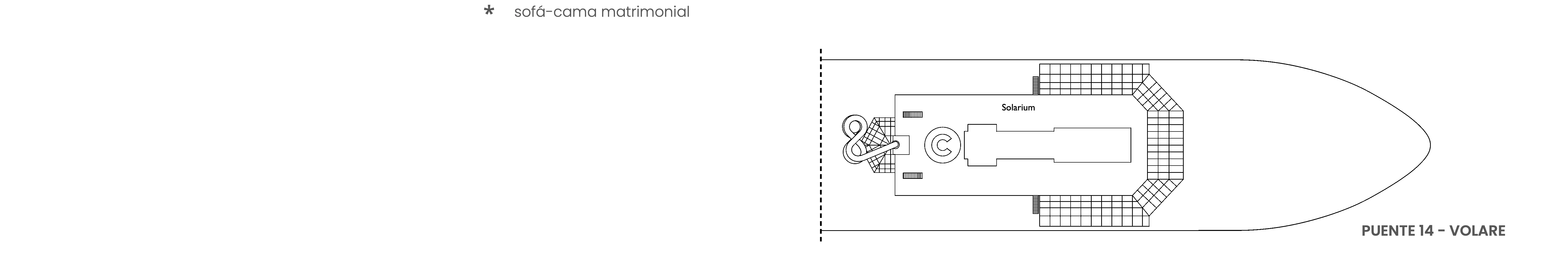 Costa Pacifica, Deck 14: official cabin and venue layout