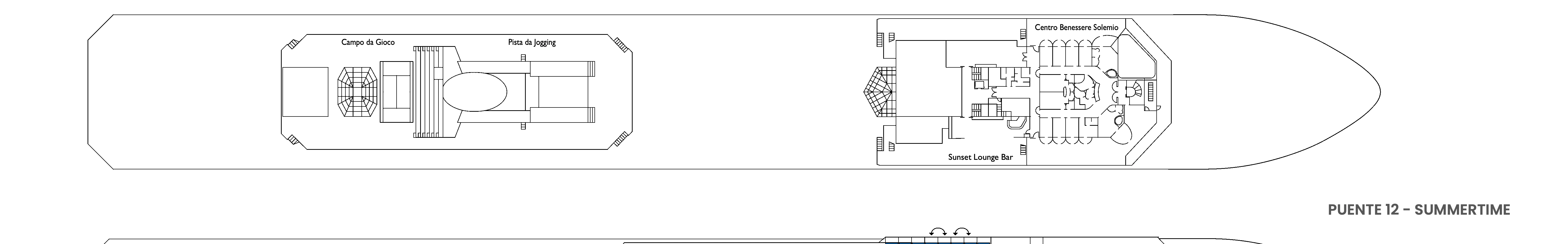 Costa Pacifica, Deck 12: official cabin and venue layout