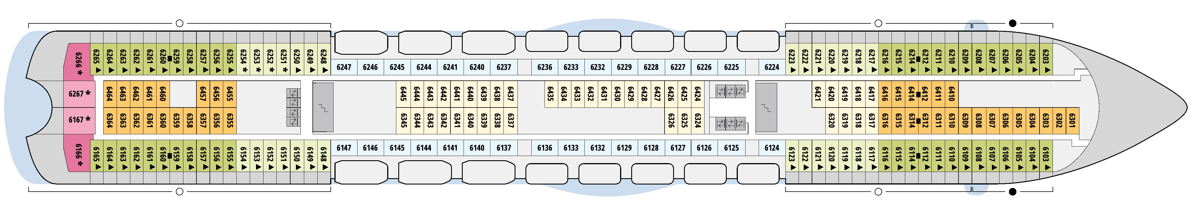 AIDAdiva, Deck 6: official cabin and venue layout