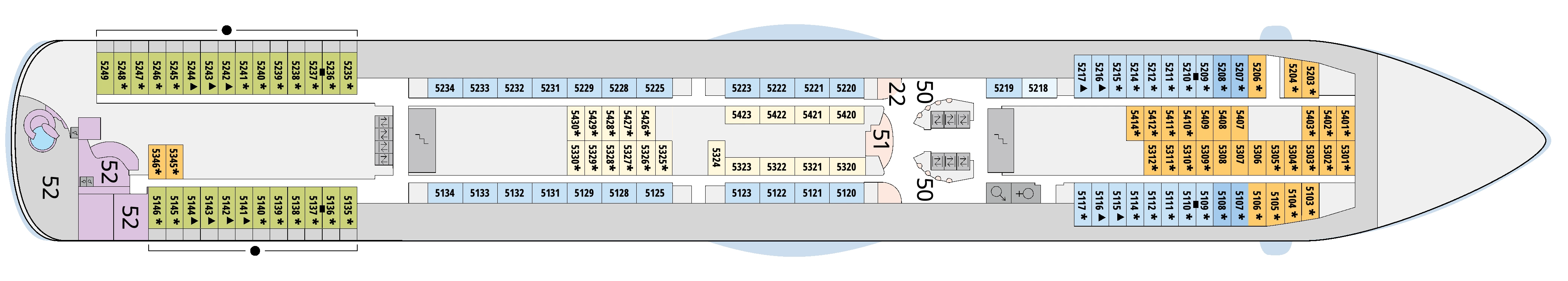 AIDAdiva, Deck 5: official cabin and venue layout