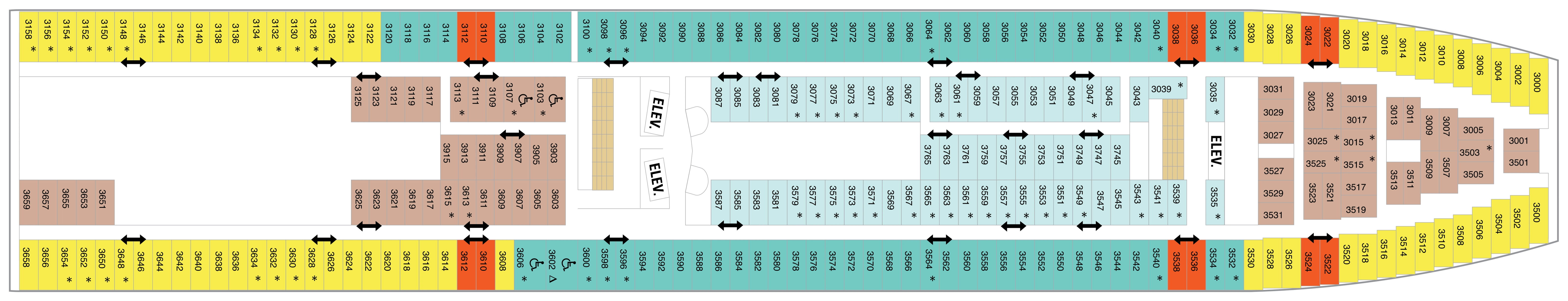 Grandeur of the Seas, Deck 3: official cabin and venue layout