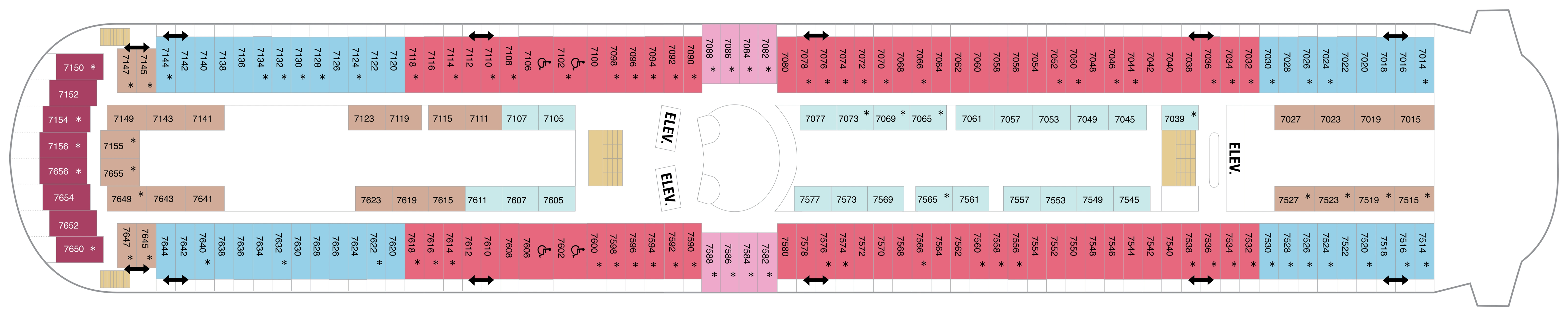Grandeur of the Seas, Deck 7: official cabin and venue layout