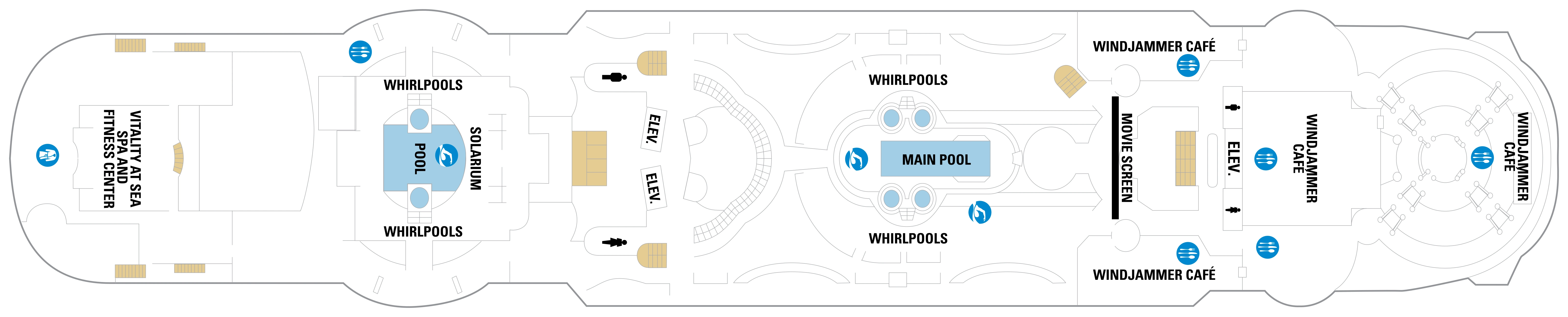 Grandeur of the Seas, Deck 9: official cabin and venue layout
