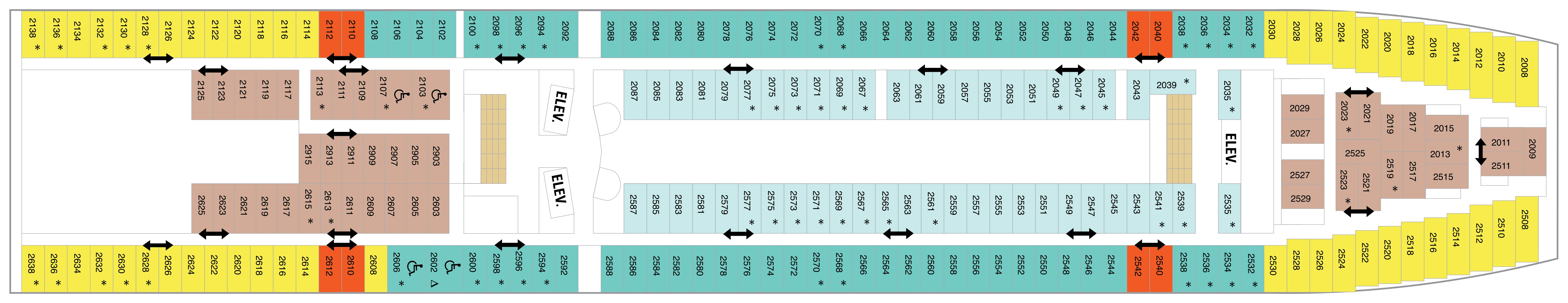 Grandeur of the Seas, Deck 2: official cabin and venue layout