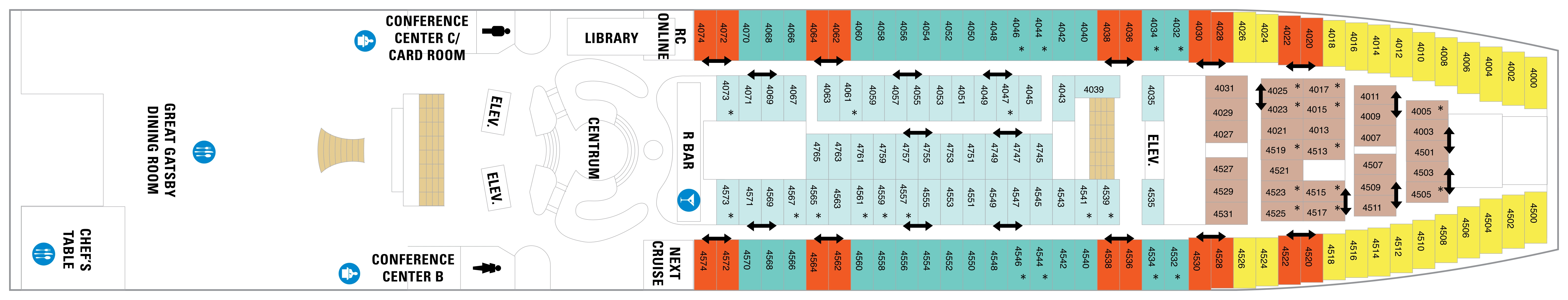 Grandeur of the Seas, Deck 4: official cabin and venue layout