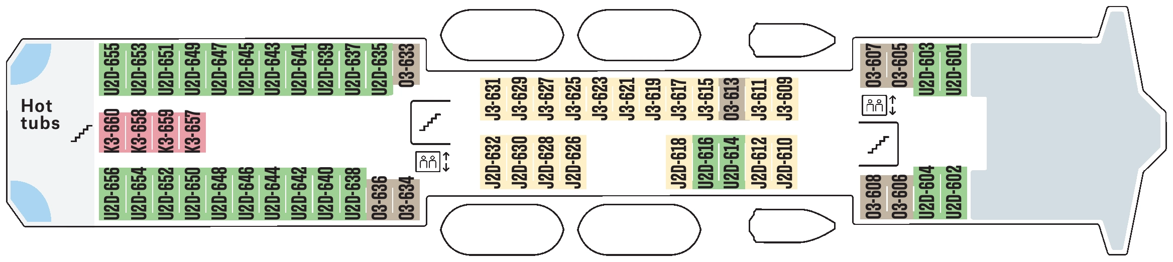 Kong Harald, Deck 6: official cabin and venue layout