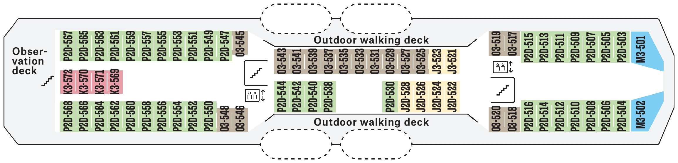 Kong Harald, Deck 5: official cabin and venue layout