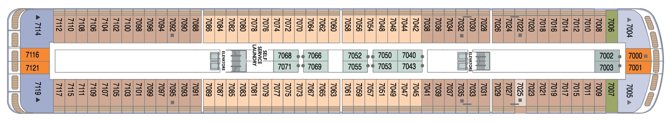Azamara Journey, Deck 7: official cabin and venue layout