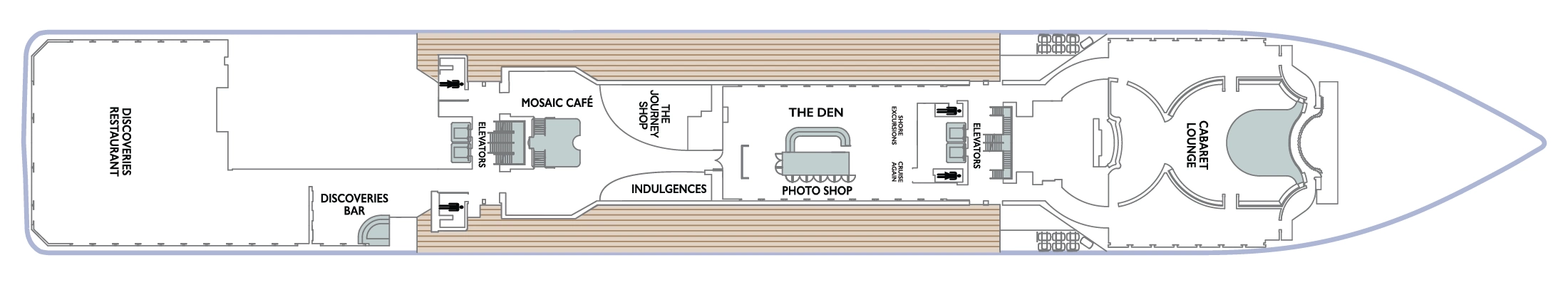 Azamara Journey, Deck 5: official cabin and venue layout