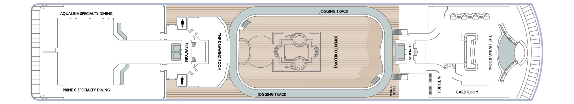 Azamara Journey, Deck 10: official cabin and venue layout