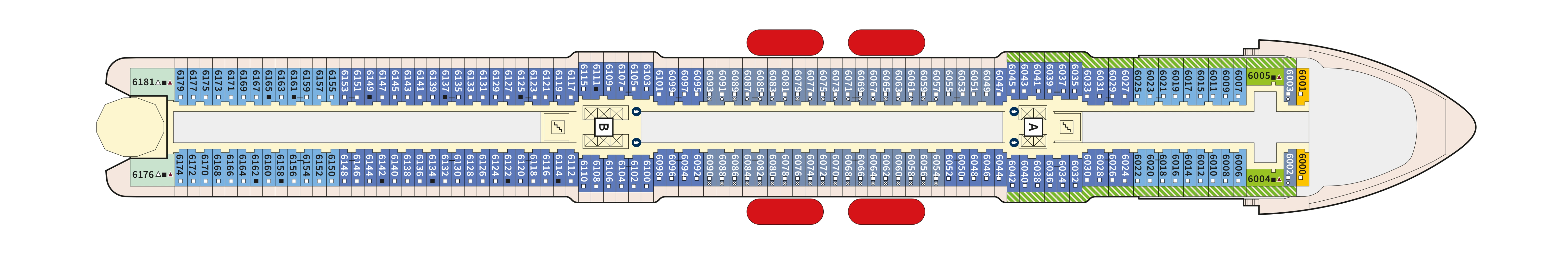 Mein Schiff 5, Deck 6: official cabin and venue layout