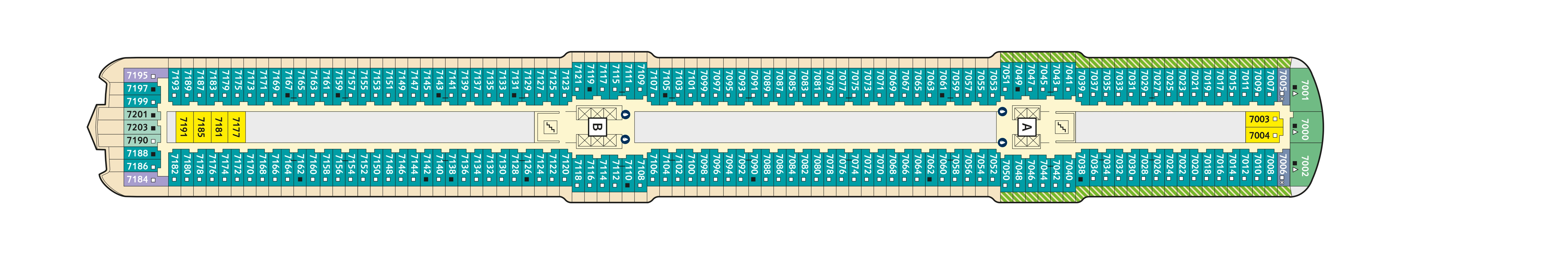 Mein Schiff 5, Deck 7: official cabin and venue layout