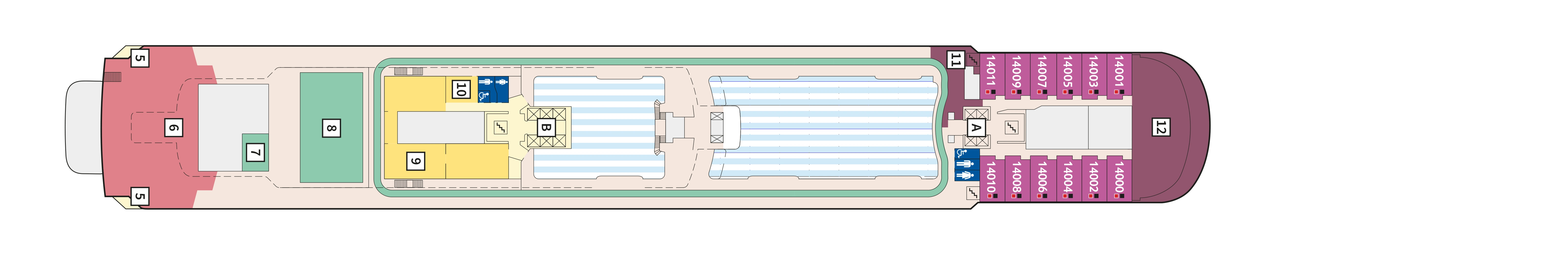 Mein Schiff 5, Deck 14: official cabin and venue layout