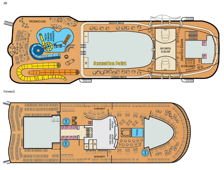 Carnival Festivale, Deck 18: official cabin and venue layout