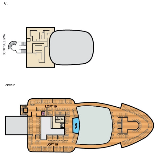 Carnival Festivale, Deck 19: official cabin and venue layout