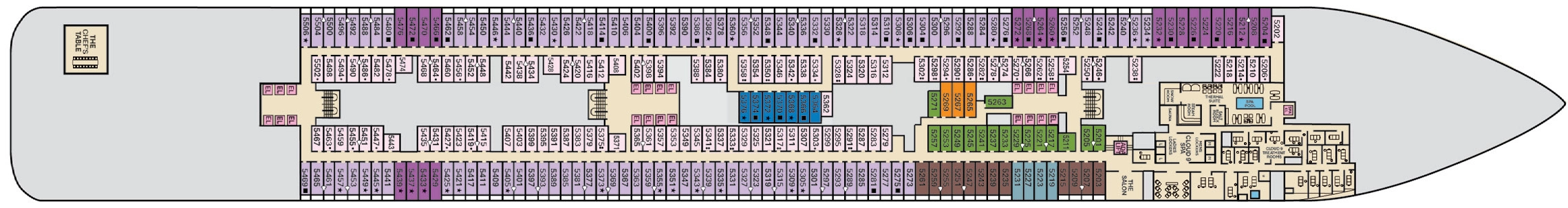 Carnival Festivale, Deck 5: official cabin and venue layout