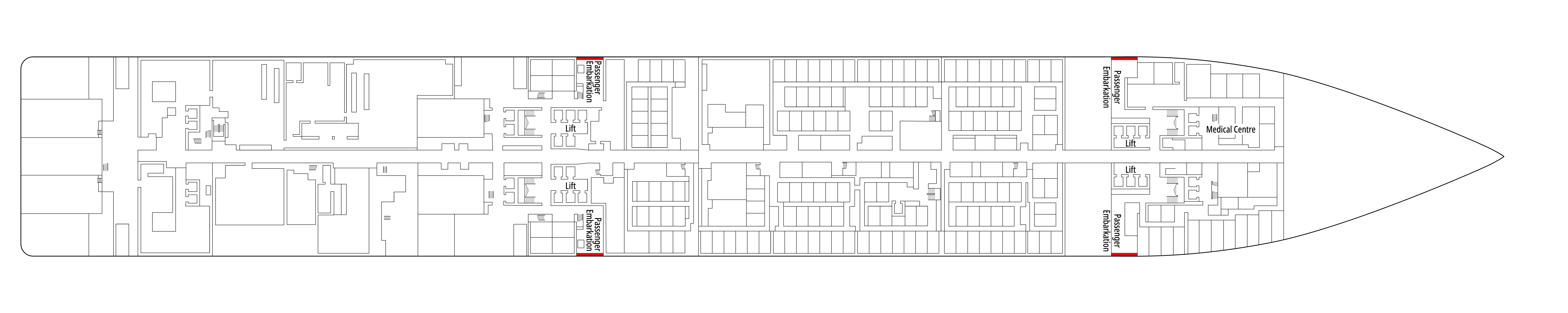 MSC Virtuosa, Deck 4: official cabin and venue layout