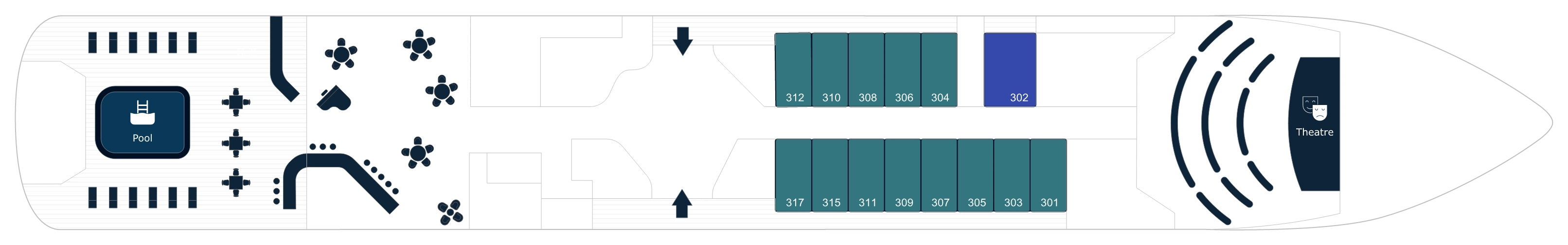 Le Bellot, Deck 3: official cabin and venue layout