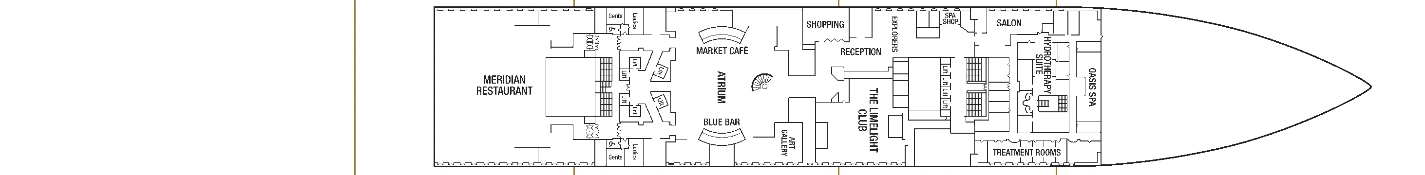 Britannia, Deck 5: official cabin and venue layout