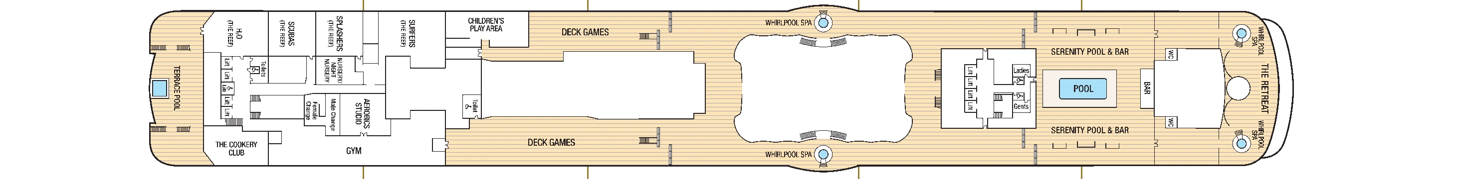 Britannia, Deck 17: official cabin and venue layout
