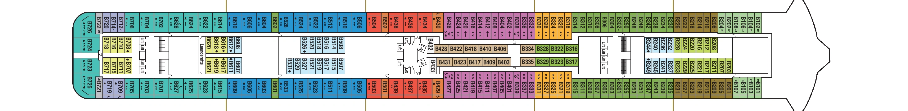 Britannia, Deck 14: official cabin and venue layout