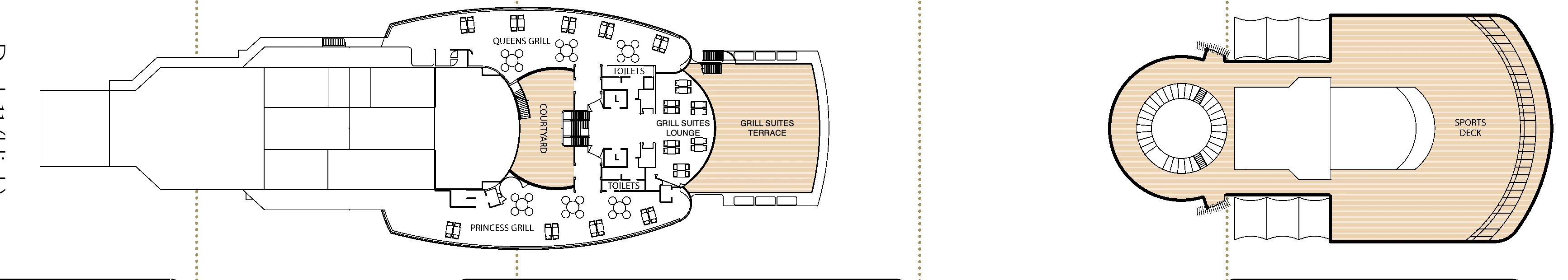 Queen Victoria, Deck 11: official cabin and venue layout