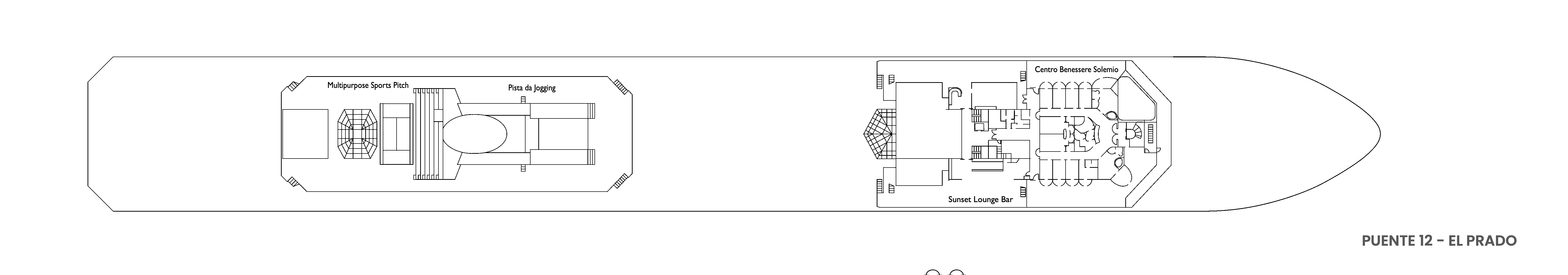 Costa Favolosa, Deck 12: official cabin and venue layout