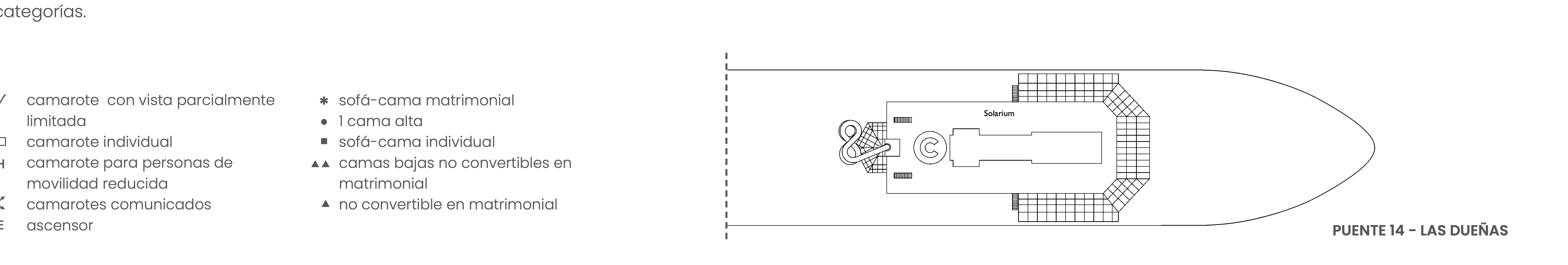 Costa Favolosa, Deck 14: official cabin and venue layout