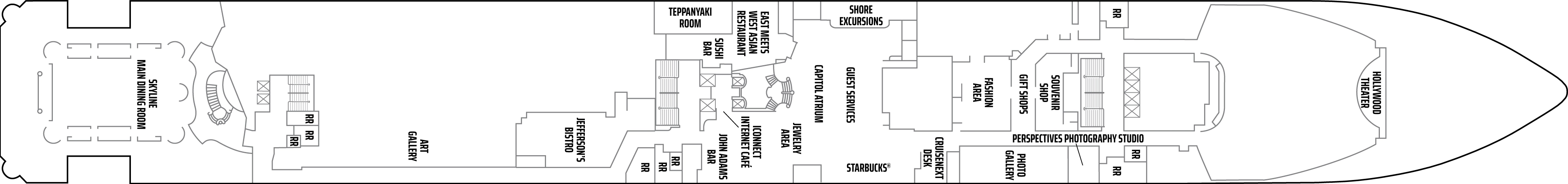 Pride of America, Deck 5: official cabin and venue layout
