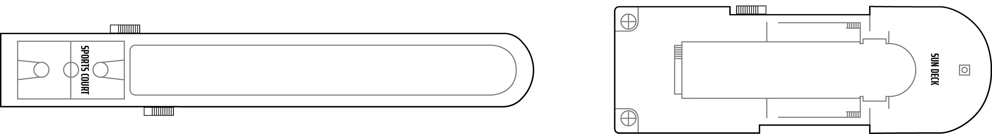 Pride of America, Deck 14: official cabin and venue layout