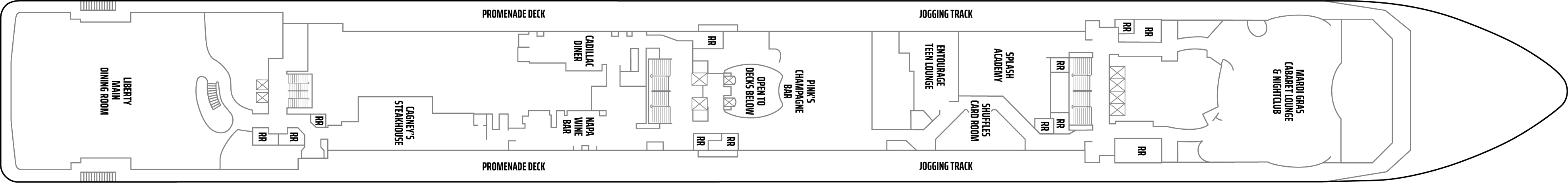 Pride of America, Deck 6: official cabin and venue layout
