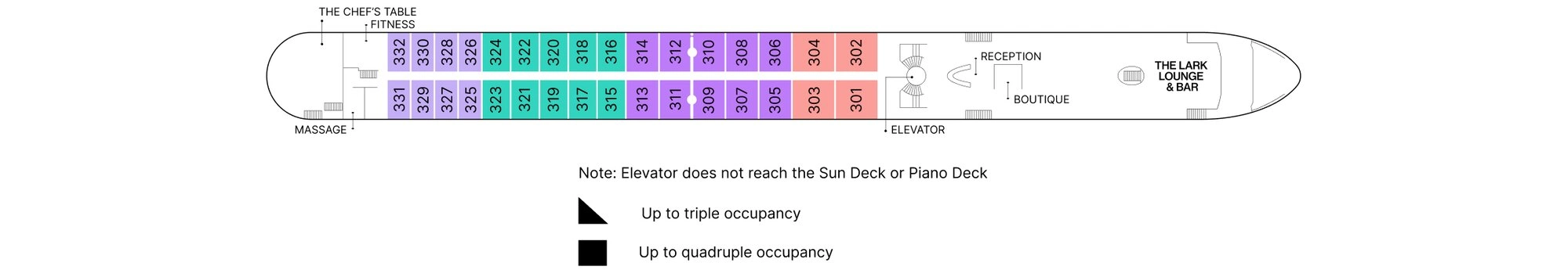 AmaSerena, Deck 3: official cabin and venue layout