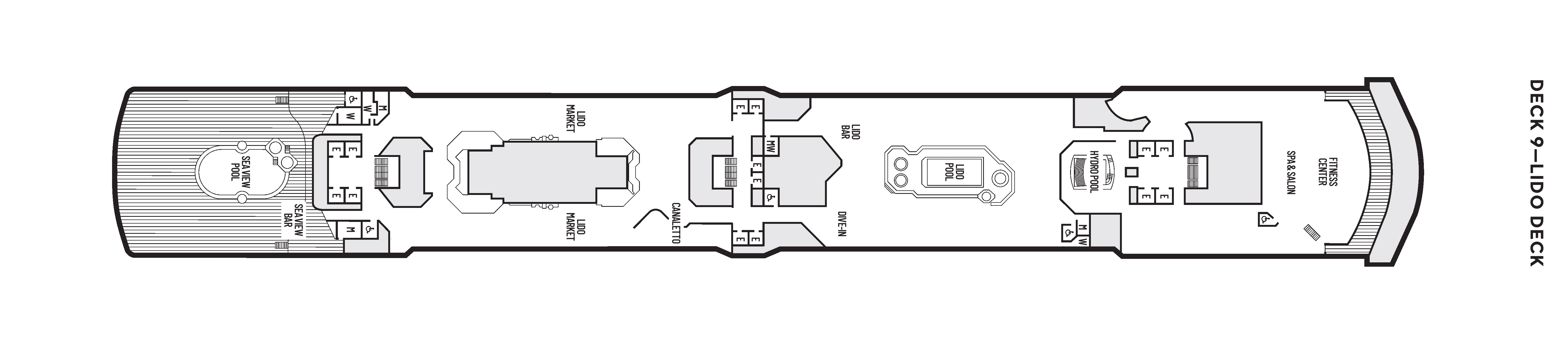 Noordam, Deck 9: official cabin and venue layout