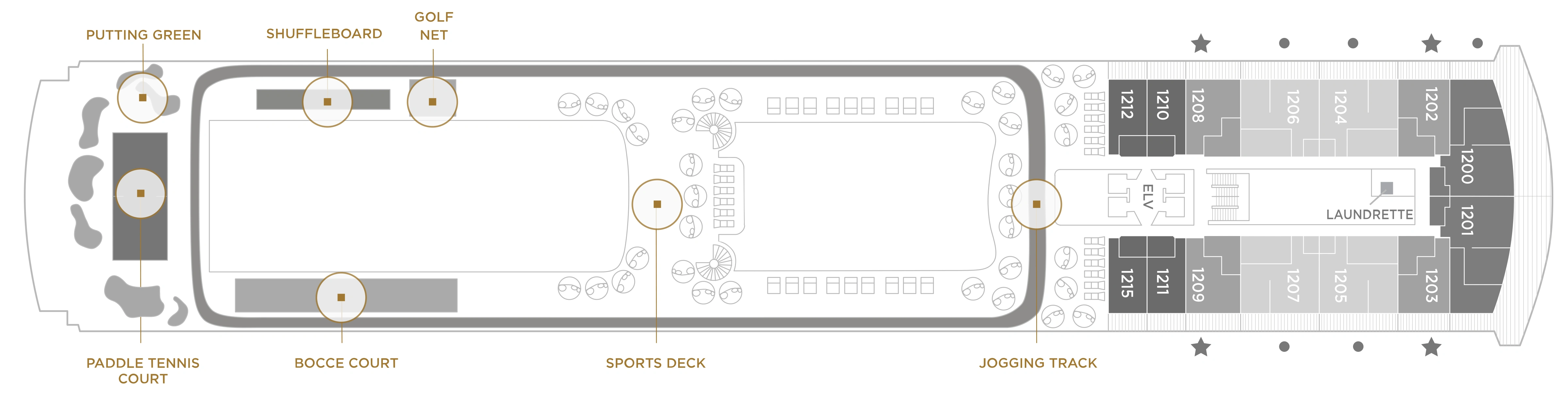 Seven Seas Splendor, Deck 12: official cabin and venue layout